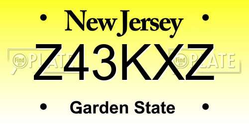 Z43KXZ New Jersey License Plate