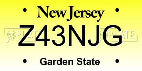 Z43NJG New Jersey License Plate
