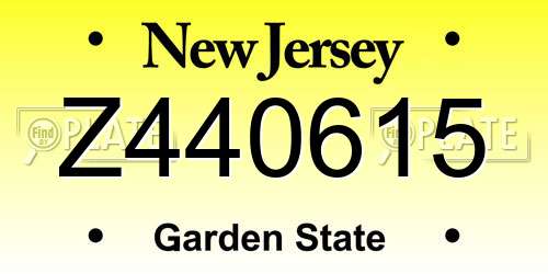 Z440615 New Jersey License Plate