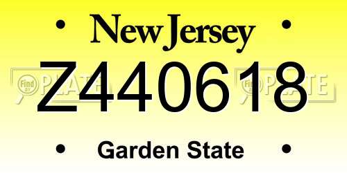 Z440618 New Jersey License Plate