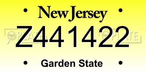 Z441422 New Jersey License Plate