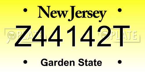 Z44142T New Jersey License Plate