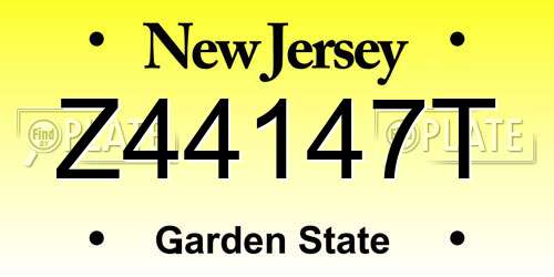 Z44147T New Jersey License Plate