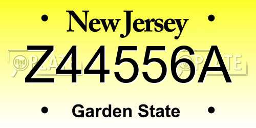 Z44556A New Jersey License Plate