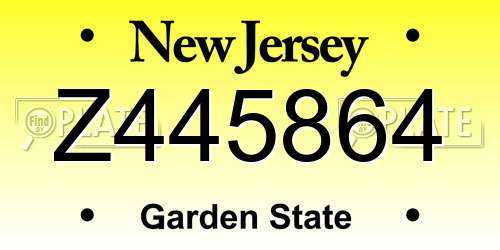 Z445864 New Jersey License Plate