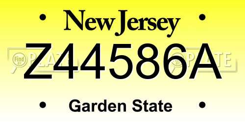 Z44586A New Jersey License Plate