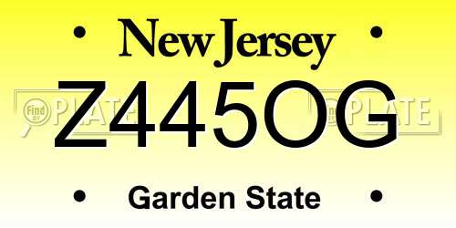 Z445OG New Jersey License Plate