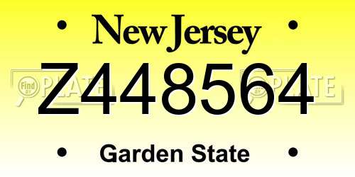 Z448564 New Jersey License Plate