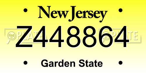 Z448864 New Jersey License Plate