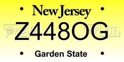 Z448OG New Jersey License Plate