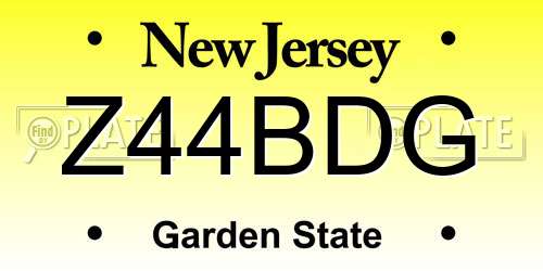 Z44BDG New Jersey License Plate