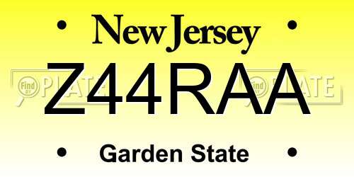 Z44RAA New Jersey License Plate
