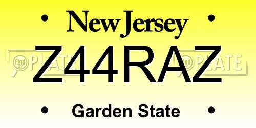 Z44RAZ New Jersey License Plate