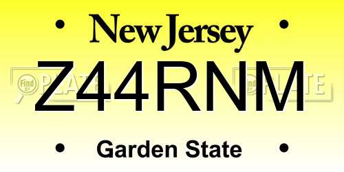 Z44RNM New Jersey License Plate