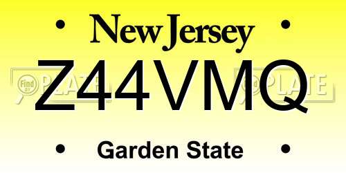 Z44VMQ New Jersey License Plate