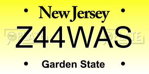 Z44WAS New Jersey License Plate