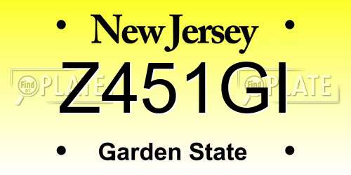 Z451GI New Jersey License Plate
