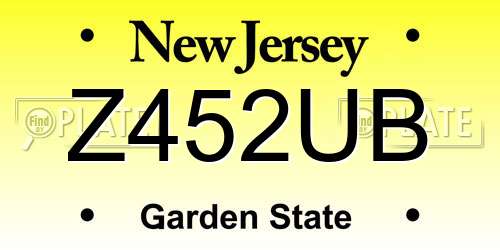 Z452UB New Jersey License Plate
