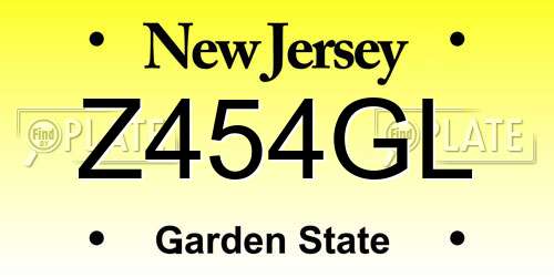 Z454GL New Jersey License Plate