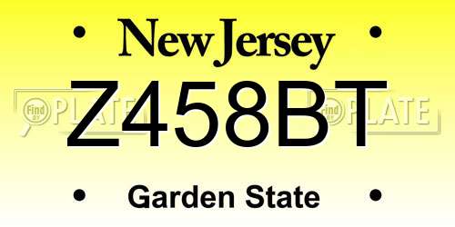 Z458BT New Jersey License Plate