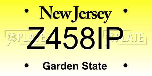 Z458IP New Jersey License Plate