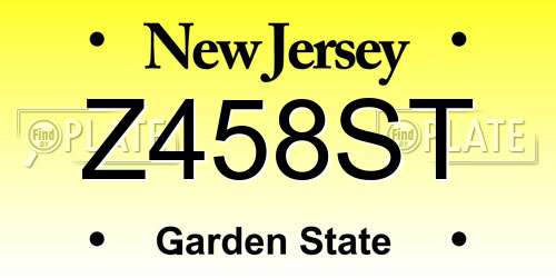 Z458ST New Jersey License Plate