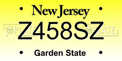 Z458SZ New Jersey License Plate