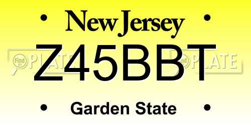 Z45BBT New Jersey License Plate