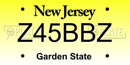 Z45BBZ New Jersey License Plate