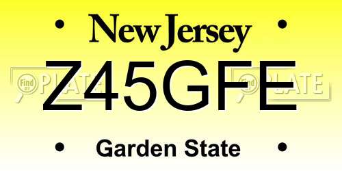 Z45GFE New Jersey License Plate
