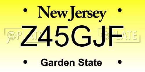 Z45GJF New Jersey License Plate