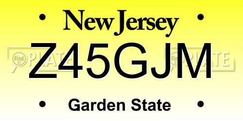Z45GJM New Jersey License Plate