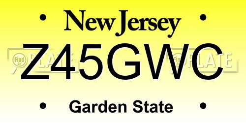 Z45GWC New Jersey License Plate