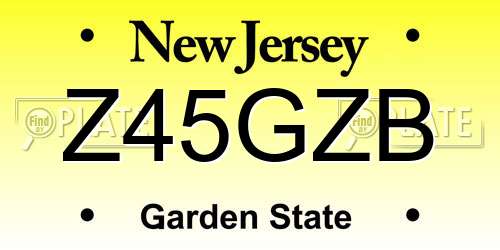 Z45GZB New Jersey License Plate