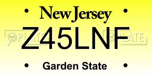 Z45LNF New Jersey License Plate