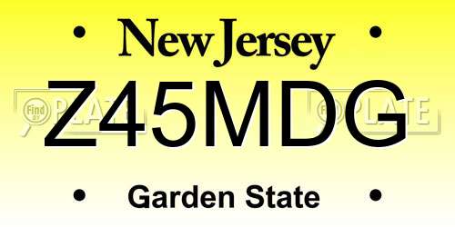 Z45MDG New Jersey License Plate