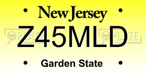 Z45MLD New Jersey License Plate