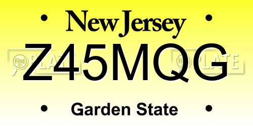 Z45MQG New Jersey License Plate
