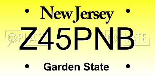 Z45PNB New Jersey License Plate