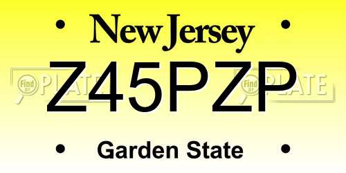 Z45PZP New Jersey License Plate