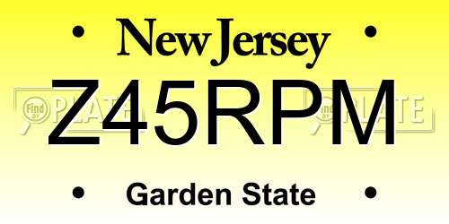 Z45RPM New Jersey License Plate