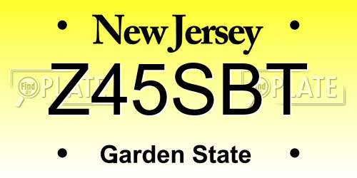 Z45SBT New Jersey License Plate