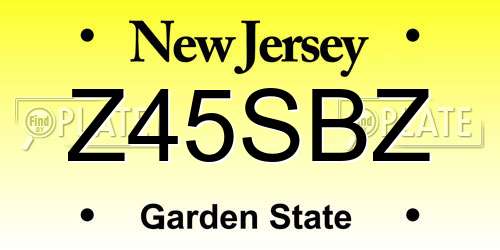 Z45SBZ New Jersey License Plate