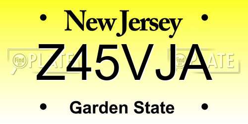 Z45VJA New Jersey License Plate