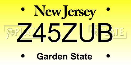 Z45ZUB New Jersey License Plate