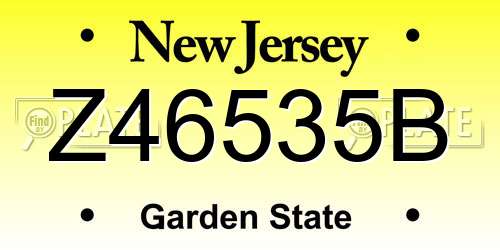 Z46535B New Jersey License Plate