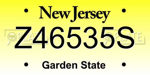 Z46535S New Jersey License Plate