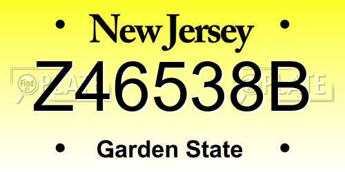 Z46538B New Jersey License Plate