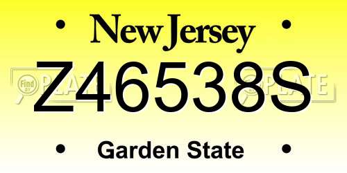 Z46538S New Jersey License Plate