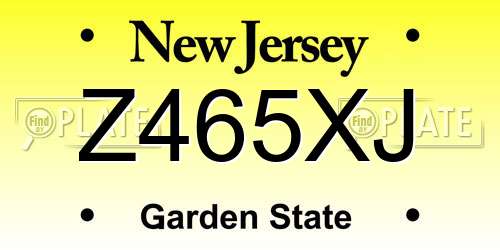 Z465XJ New Jersey License Plate